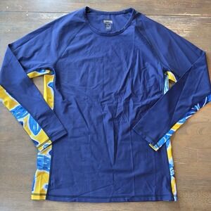 Vilebrequin Rash Guard Mens Medium Blue UPF 50+ Long Sleeve Swim Shirt Printed